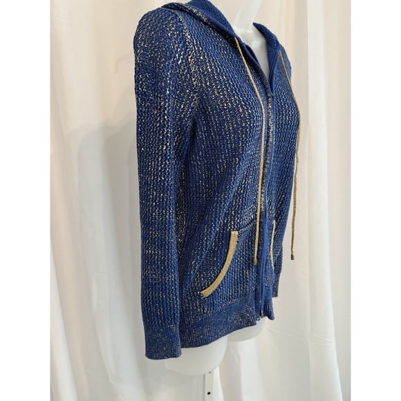 Vintage Just B  Blue Gold Accent Zip Hoodie Size S NWT - Picture 3 of 9